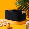 Black woven storage basket, large-capacity household living room and bedroom organizing basket Specification image